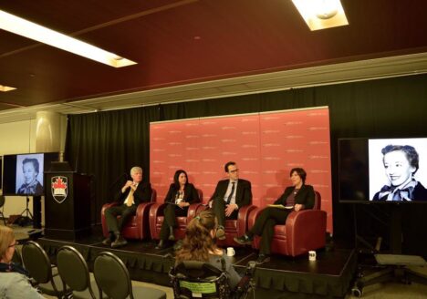 Christopher Waddell, Jennifer Ditchburn, Josh Wingrove and Janice Tibbetts speak on a panel about the colourful history of the Parliamentary press gallery at Carleton History. Photo courtesy Chelsea Nash.