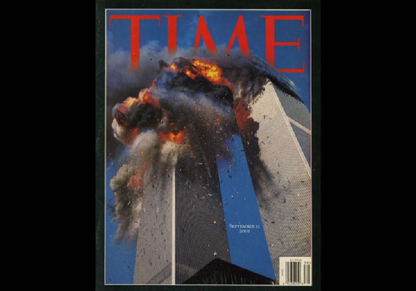 Time Magazine's September 11 special edition cover. Photo courtesy of Lyle Owerko/ Time Magazine