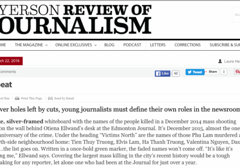 As newsrooms shrink, reporters juggle multiple duties while carving out a niche for themselves. Screenshot by J-Source.