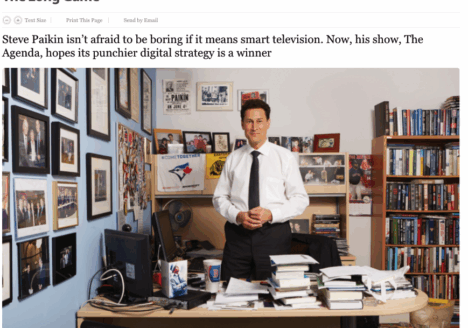 The Ryerson Review of Journalism's profile of Agenda host Steve Paikin