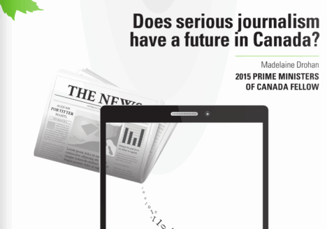 In this report by Madelaine Drohan, she outlines the challenges serious journalism faces going forward. Screenshot by J-Source.