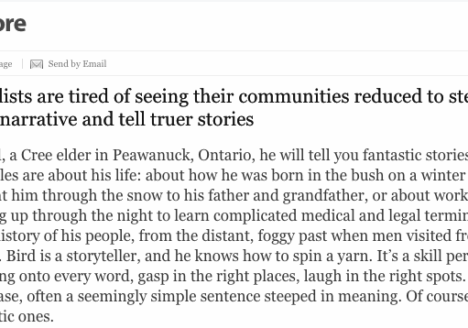 Erin Sylvester's feature explores the work that Indigenous journalists are doing and how newsrooms in Canada can do a better job of including Indigenous voices. Screenshot by J-Source.