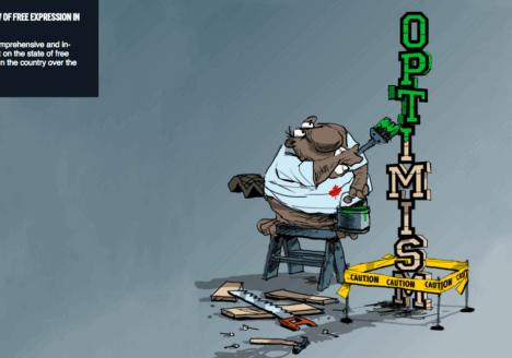 The 2016 edition of Canadian Journalists for Free Expression’s Review of Free Expression in Canada. Screenshot by J-Source.