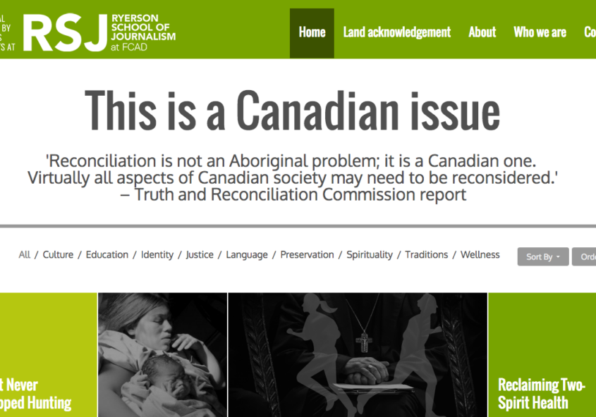 This is a Canadian Issue, a microsite created by Ryerson Masters students as part of their digital reporting class. Screenshot by J-Source.