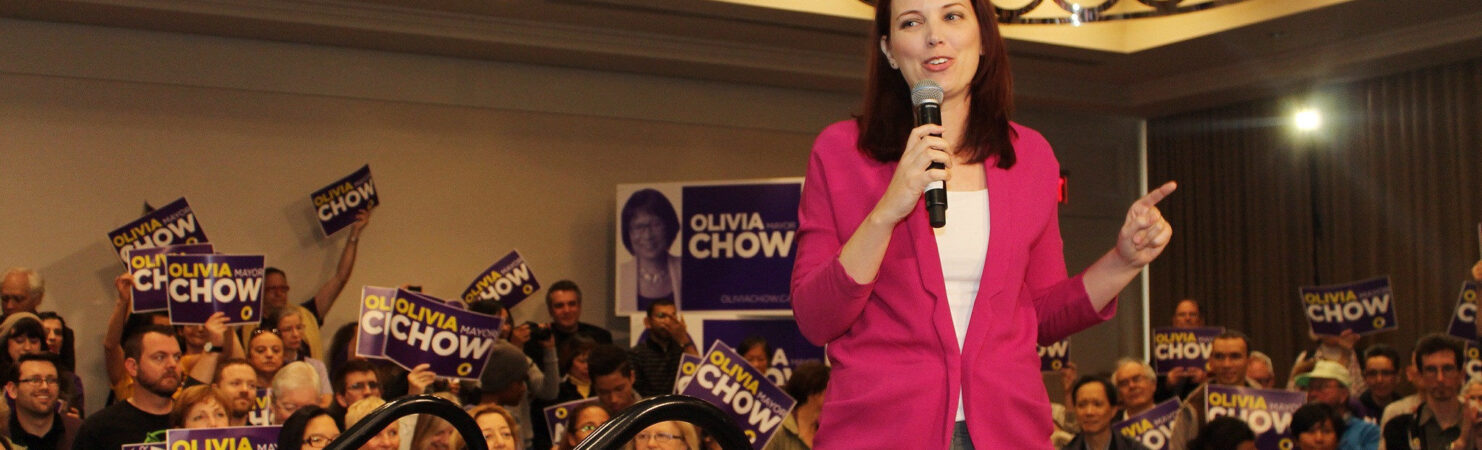 Jennifer Hollett, Olivia Chow's digital director during her 2014 mayoral campaign, speaks at a rally. Hollett is the new head of news and government at Twitter Canada. Photo courtesy Olivia Chow campaign/CC BY 2.0.