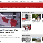 Some of BBC's new Canadian content on their news website. Screenshot by J-Source.