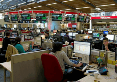 There have been big changes in CBC newsrooms over the years. Photo courtesy Jimmy Thomson.