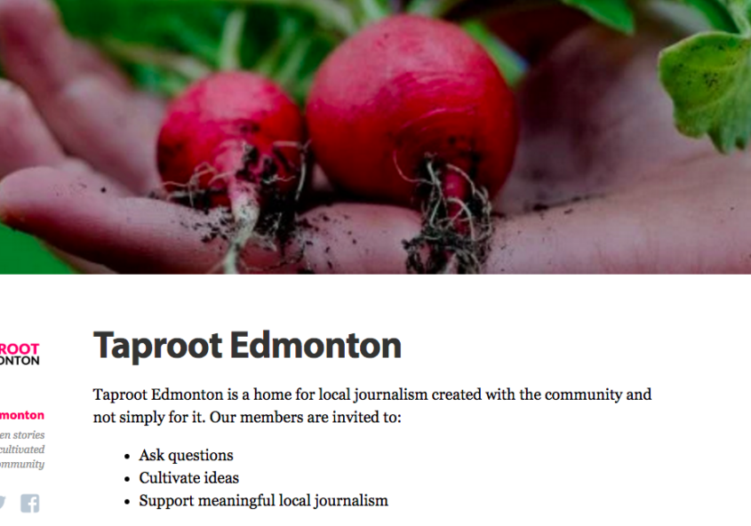 Taproot co-founders Karen Unland and Mack Male want stories to answers to questions “planted” by community members and developed by paid freelancers. Screenshot by J-Source.