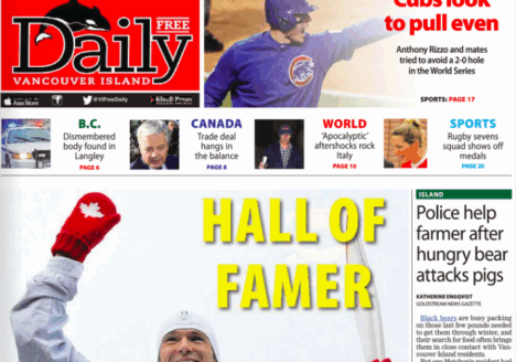 The new Black Press paper, the Vancouver Island Free Daily, launched Sept. 27 across Vancouver Island. Screenshot by J-Source.