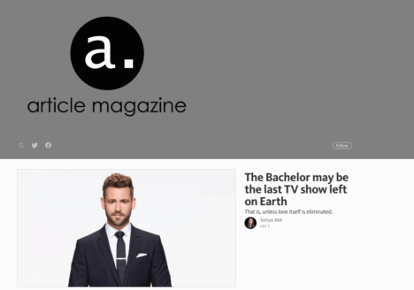 Article magazine, a Patreon-funded site that publishes once a week on Medium. Screenshot by J-Source.