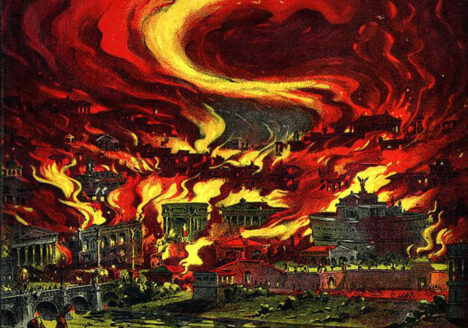 The burning of Rome: Detail from the cover of E.T. Paull's The Burning of Rome sheet music. Wikicommons