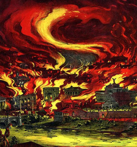The burning of Rome: Detail from the cover of E.T. Paull's The Burning of Rome sheet music. Wikicommons