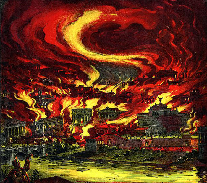 The burning of Rome: Detail from the cover of E.T. Paull's The Burning of Rome sheet music. Wikicommons