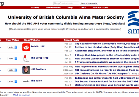 Mark Latham has pioneered a voter-funded media project at UBC since 2007. Screenshot by J-Source.