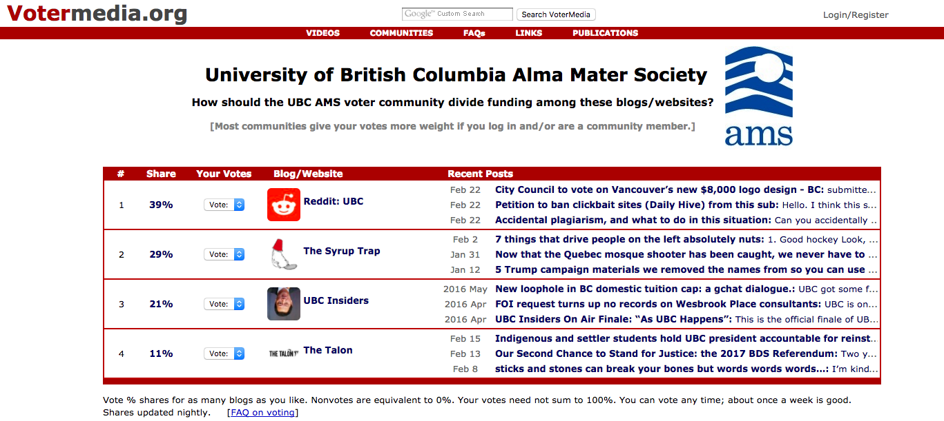 Mark Latham has pioneered a voter-funded media project at UBC since 2007. Screenshot by J-Source.