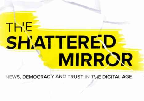 The Public Policy Forum’s report The Shattered Mirror recommended Ottawa step up to help preserve Canadian news coverage. Screenshot by J-Source.