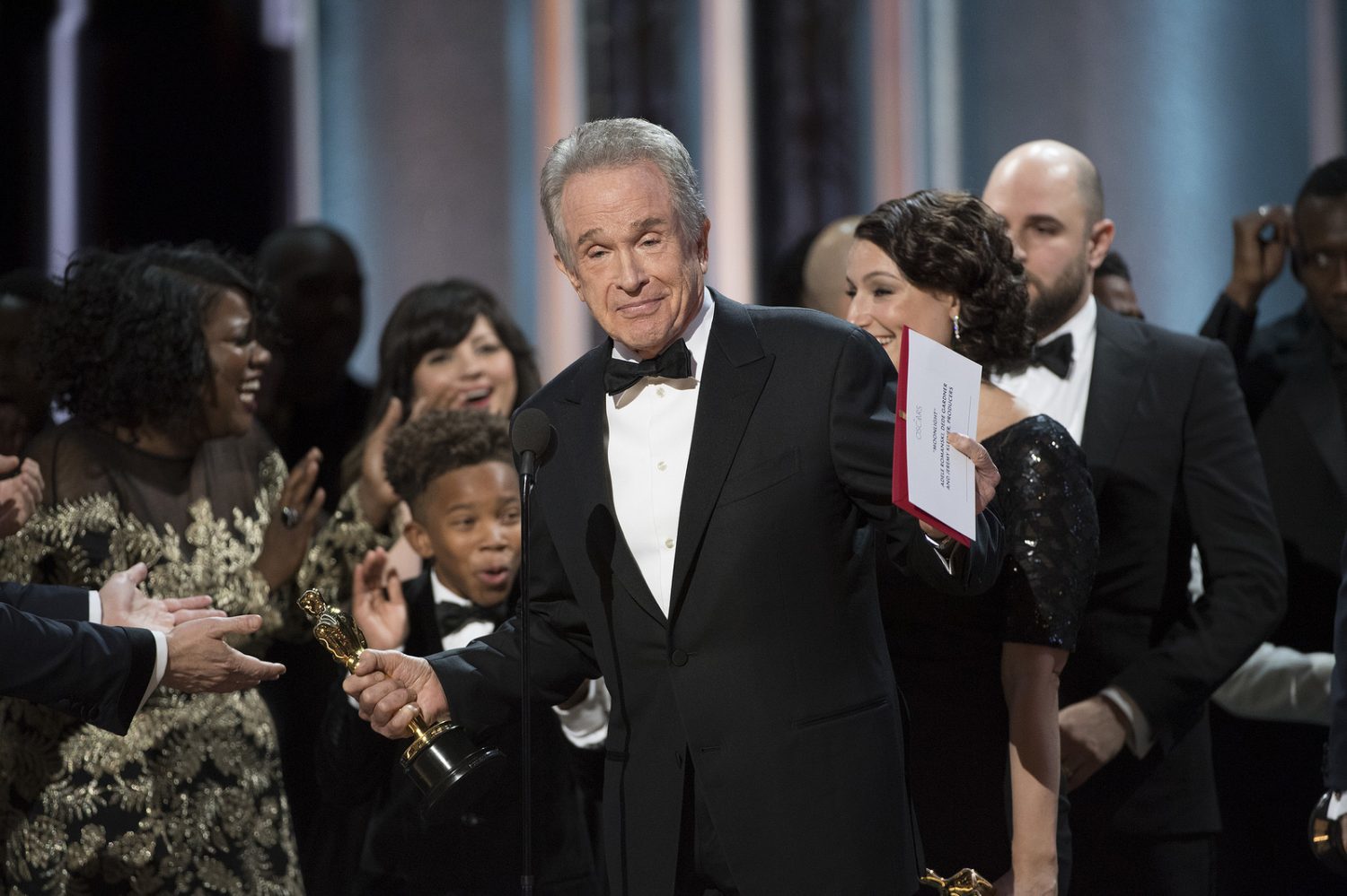 Actor Warren Beatty at the Academy Awards, where he was given the wrong envelope. Photo courtesy Disney/ABC Television Group. 