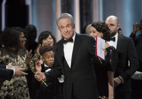 Actor Warren Beatty at the Academy Awards, where he was given the wrong envelope. Photo courtesy Disney/ABC Television Group.