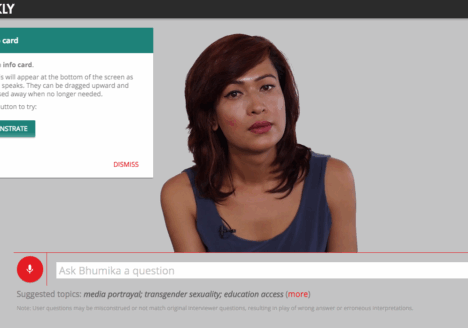 “Bhumika Can Speak For Herself” is a project powered by IBM’s Watson technology. Screenshot by J-Source.
