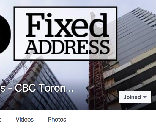 Earlier this year, CBC Toronto created the group “Toronto Housing Woes – CBC Toronto”  as part of the “No Fixed Address” feature. Screenshot by J-Source.