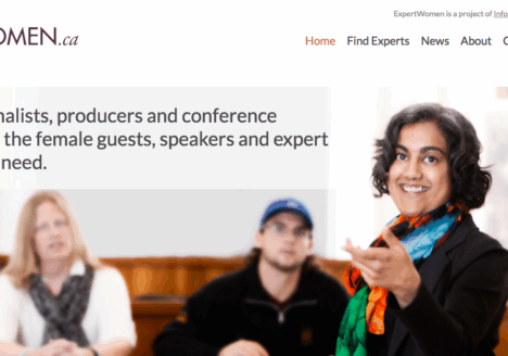 A new project, Expertwomen.ca, wants women to be front and centre as experts. Screenshot by J-Source.