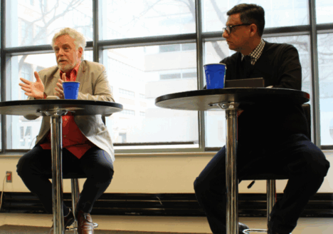 Documentary filmmaker James Cullingham and exiled Mexican journalist Luis Horacio Nájera were featured speakers on March 9, 2017, at a Ryerson University panel about attacks on journalists in Mexico. Photo courtesy of Jasmine Bala.