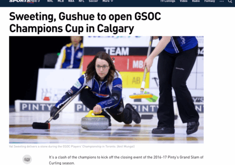 Jonathan Brazeau's coverage of curling on Sportsnet. Screenshot by J-Source.