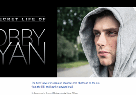 Gare Joyce's story about hockey player Bobby Ryan. Screenshot by J-Source.