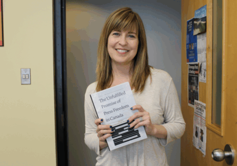 Lisa Taylor, the co-editor of a new book on press freedoms in Canada. Photo courtesy of Jasmine Bala.