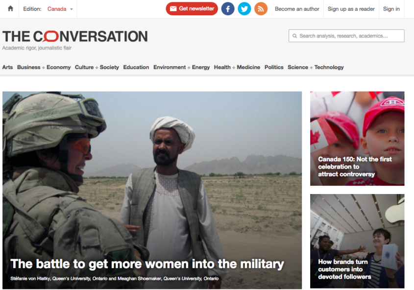 The launch of The Conversation Canada is an opportunity to contribute to the quality of explanatory journalism in this country. Screenshot by J-Source.