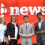 Adrienne Arsenault, Rosemary Barton, Andrew Chang and Ian Hanomansing (left to right) are named the new hosts of "The National," at a news conference in Toronto, Tuesday, Aug.1, 2017 Nathan Denette/Canadian Press