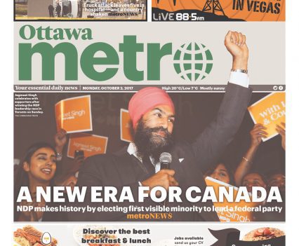 Ottawa Metro front page with headline "A new era for Canada"