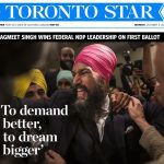 Toronto Star front page with headline "'To demand better, to dream bigger'"