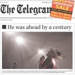 The Telegram front page with headline "He was ahead by a century"