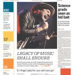 Windsor Star front page with headline "Legacy of music shall endure"