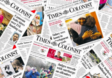 Collage of Times Colonist covers