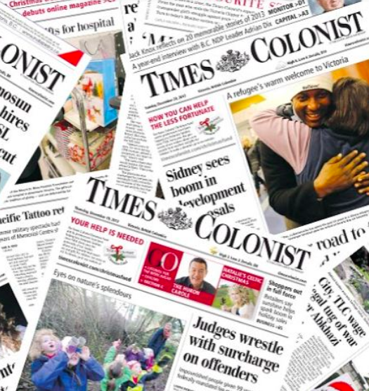 Collage of Times Colonist covers