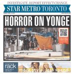 Star Metro Toronto front page with headline "Horror on Yonge"
