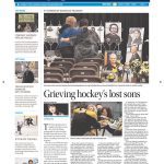 Winnipeg Free Press front page with headline "Grieving hockey's lost sons"
