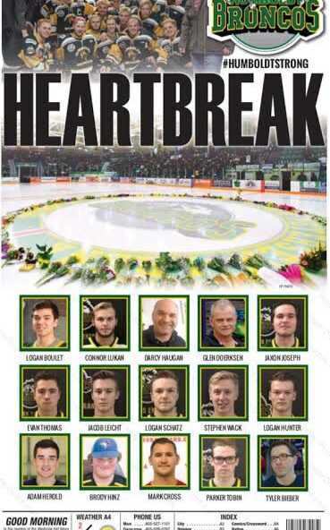 Medicine Hat News front page with headline "Heartbreak"