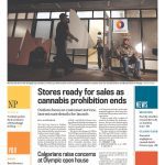 Calgary Herald front page with headline "Stores ready for sales as cannabis prohibition ends"