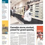 Montreal Gazette front page with headline "Cannabis stores stocked, poised for grand opening"
