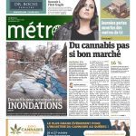 Métro front page with headline "Du cannabis pas si bon marché"