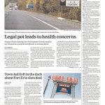 Niagara Falls Review front page with headline "Legal pot leads to health concern"