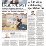 Times Colonist front page with headline "Legal pot, day 1"