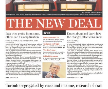 Toronto Star front page with headline "The new deal"