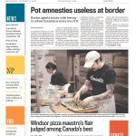 Windsor Star front page with headline "Pot amnesties useless at border"
