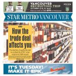 Star Metro Vancouver front page with USMCA headline "How the trade deal affects you"