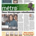Métro front page with headline '"Deux témoignages retentissants" and a photograph of Jody Wilson-Raybould testifying