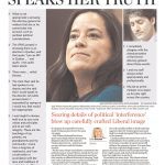 Toronto Star front page with headline "Wilson-Raybould speaks her truth" and a photograph of Jody Wilson-Raybould